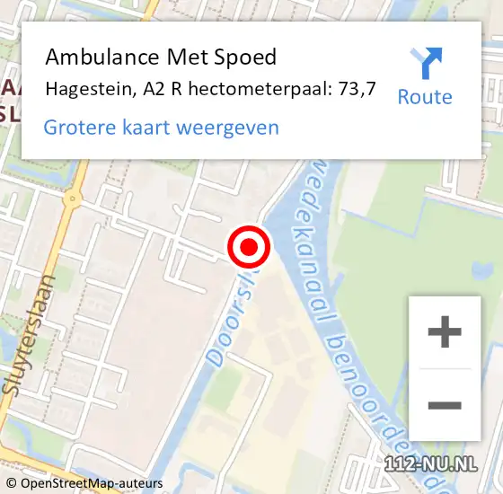 Locatie op kaart van de 112 melding: Ambulance Met Spoed Naar Hagestein, A2 R hectometerpaal: 73,7 op 28 april 2018 15:25