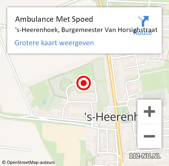 Locatie op kaart van de 112 melding: Ambulance Met Spoed Naar 's-Heerenhoek, Burgemeester Van Horsighstraat op 28 april 2018 17:03