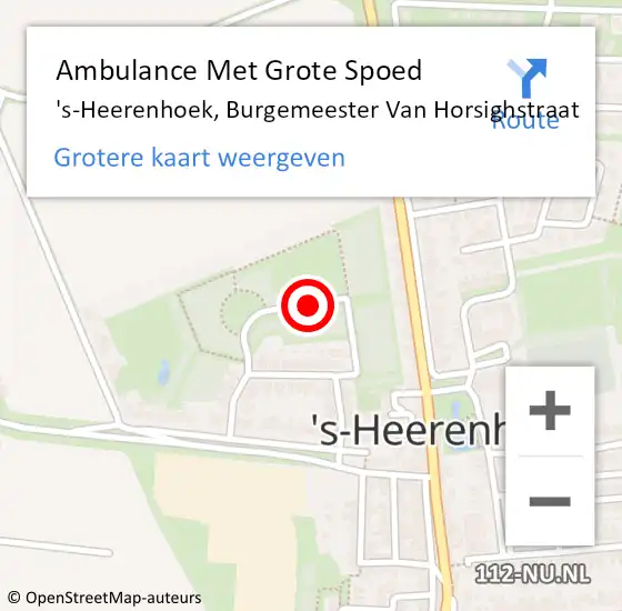 Locatie op kaart van de 112 melding: Ambulance Met Grote Spoed Naar 's-Heerenhoek, Burgemeester Van Horsighstraat op 28 april 2018 17:04