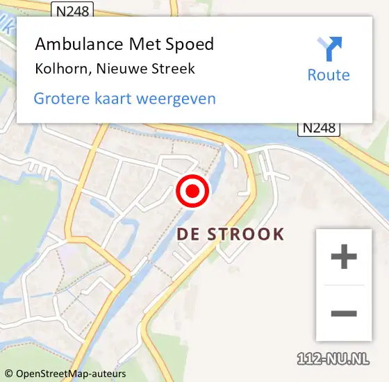 Locatie op kaart van de 112 melding: Ambulance Met Spoed Naar Kolhorn, Nieuwe Streek op 28 april 2018 19:15