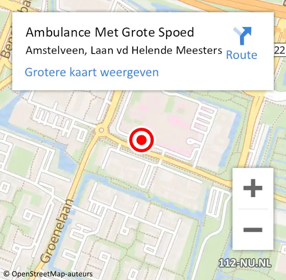 Locatie op kaart van de 112 melding: Ambulance Met Grote Spoed Naar Amstelveen, Laan Vd Helende Meesters op 28 april 2018 20:08