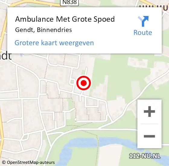 Locatie op kaart van de 112 melding: Ambulance Met Grote Spoed Naar Gendt, Binnendries op 28 april 2018 20:32