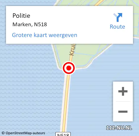 Locatie op kaart van de 112 melding: Politie Marken, N518 op 28 april 2018 22:23