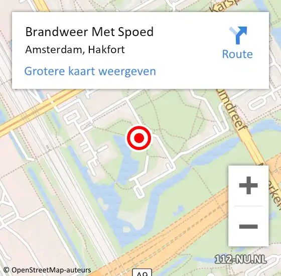 Locatie op kaart van de 112 melding: Brandweer Met Spoed Naar Amsterdam, Hakfort op 29 april 2018 00:48