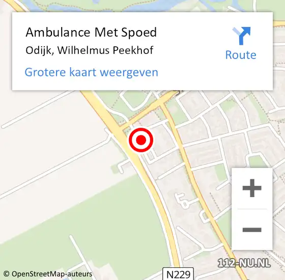 Locatie op kaart van de 112 melding: Ambulance Met Spoed Naar Odijk, Wilhelmus Peekhof op 29 april 2018 01:30