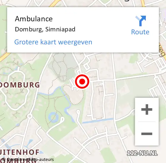 Locatie op kaart van de 112 melding: Ambulance Domburg, Simniapad op 29 april 2018 08:00