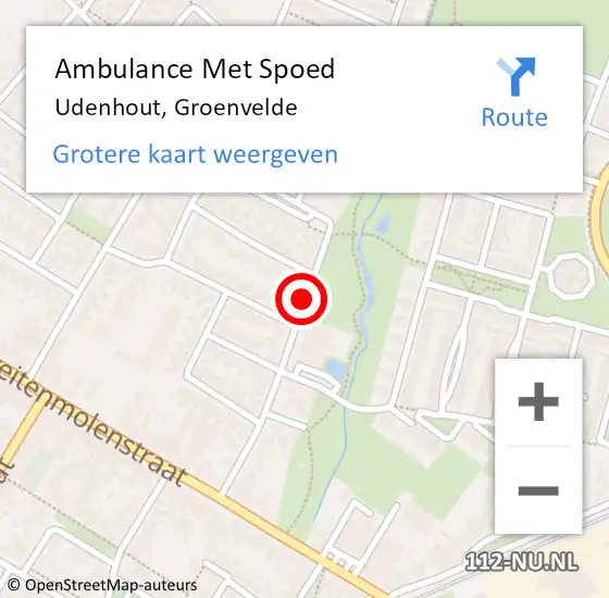 Locatie op kaart van de 112 melding: Ambulance Met Spoed Naar Udenhout, Groenvelde op 29 april 2018 09:47
