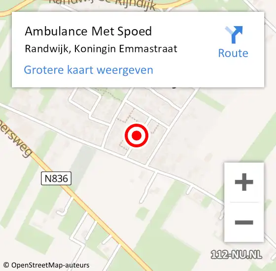 Locatie op kaart van de 112 melding: Ambulance Met Spoed Naar Randwijk, Koningin Emmastraat op 29 april 2018 16:18