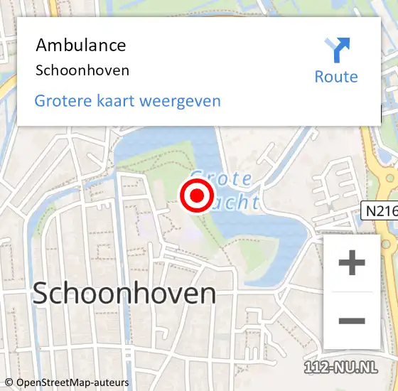 Locatie op kaart van de 112 melding: Ambulance Schoonhoven op 29 april 2018 16:28
