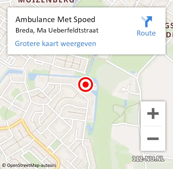 Locatie op kaart van de 112 melding: Ambulance Met Spoed Naar Breda, Ma Ueberfeldtstraat op 29 april 2018 16:59