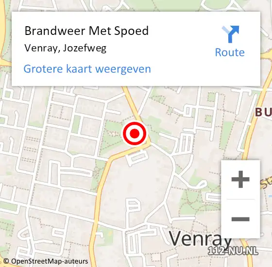 Locatie op kaart van de 112 melding: Brandweer Met Spoed Naar Venray, Jozefweg op 29 april 2018 18:33
