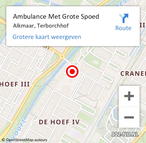 Locatie op kaart van de 112 melding: Ambulance Met Grote Spoed Naar Alkmaar, Terborchhof op 29 april 2018 23:22