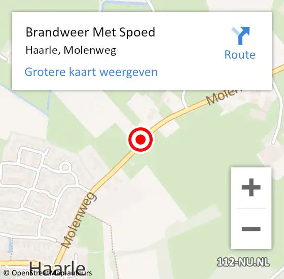 Locatie op kaart van de 112 melding: Brandweer Met Spoed Naar Haarle, Molenweg op 30 april 2018 01:14