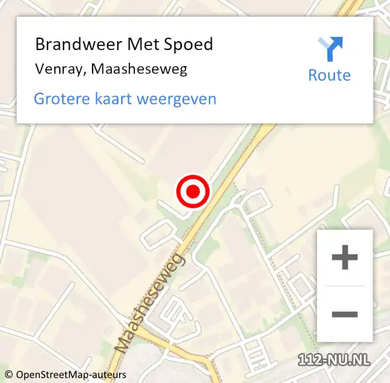 Locatie op kaart van de 112 melding: Brandweer Met Spoed Naar Venray, Maasheseweg op 30 april 2018 09:10