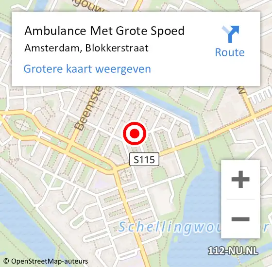 Locatie op kaart van de 112 melding: Ambulance Met Grote Spoed Naar Amsterdam, Blokkerstraat op 30 april 2018 10:06