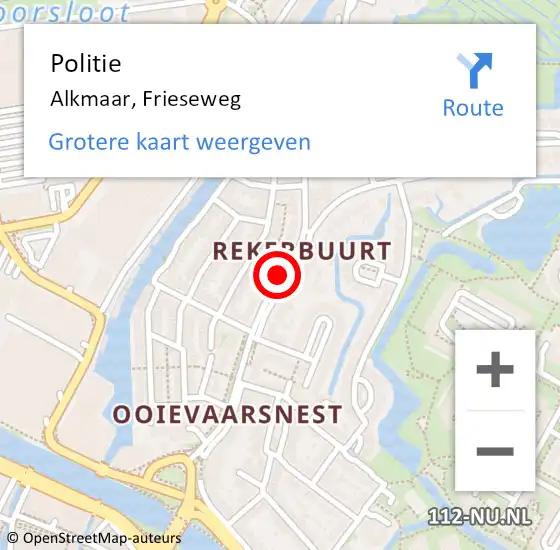 Locatie op kaart van de 112 melding: Politie Alkmaar, Frieseweg op 30 april 2018 12:02