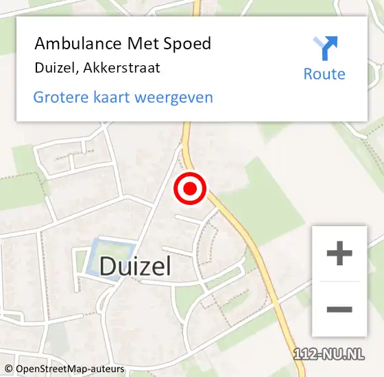 Locatie op kaart van de 112 melding: Ambulance Met Spoed Naar Duizel, Akkerstraat op 30 april 2018 12:25