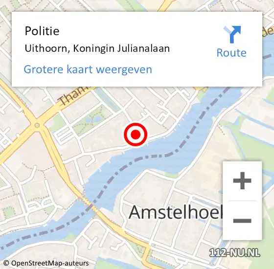 Locatie op kaart van de 112 melding: Politie Uithoorn, Koningin Julianalaan op 30 april 2018 13:37