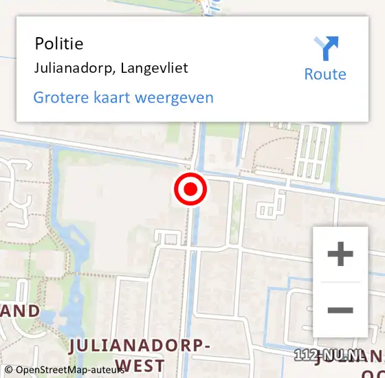 Locatie op kaart van de 112 melding: Politie Julianadorp, Langevliet op 30 april 2018 14:09
