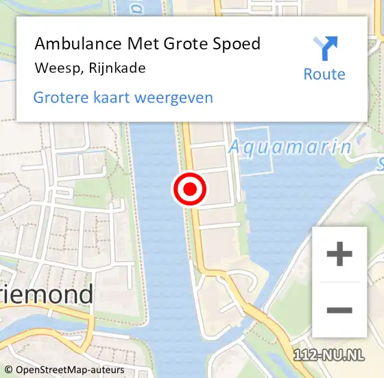 Locatie op kaart van de 112 melding: Ambulance Met Grote Spoed Naar Weesp, Rijnkade op 30 april 2018 14:42