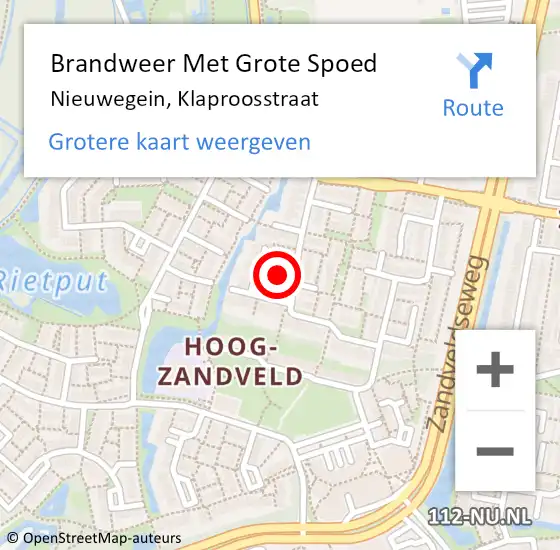 Locatie op kaart van de 112 melding: Brandweer Met Grote Spoed Naar Nieuwegein, Klaproosstraat op 30 april 2018 17:27