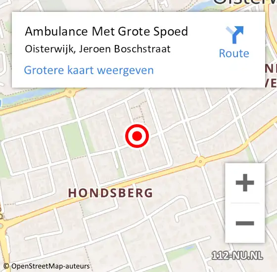 Locatie op kaart van de 112 melding: Ambulance Met Grote Spoed Naar Oisterwijk, Jeroen Boschstraat op 30 april 2018 20:53