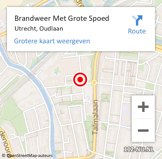 Locatie op kaart van de 112 melding: Brandweer Met Grote Spoed Naar Utrecht, Oudlaan op 30 april 2018 23:26