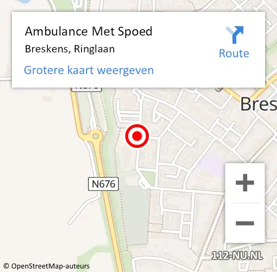 Locatie op kaart van de 112 melding: Ambulance Met Spoed Naar Breskens, Ringlaan op 30 april 2018 23:32