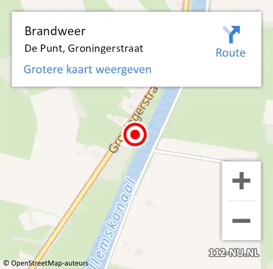 Locatie op kaart van de 112 melding: Brandweer De Punt, Groningerstraat op 1 mei 2018 07:40