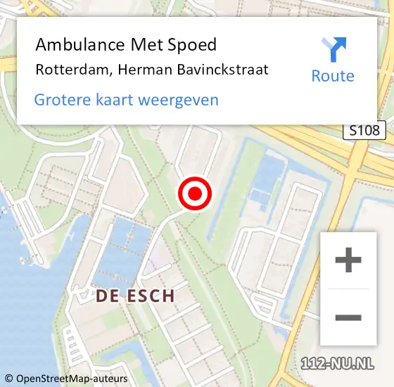 Locatie op kaart van de 112 melding: Ambulance Met Spoed Naar Rotterdam, Herman Bavinckstraat op 1 mei 2018 09:03