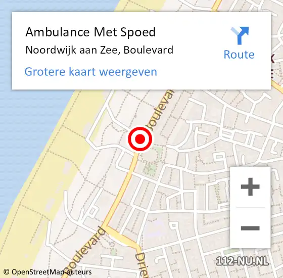 Locatie op kaart van de 112 melding: Ambulance Met Spoed Naar Noordwijk aan Zee, Boulevard op 1 mei 2018 09:05