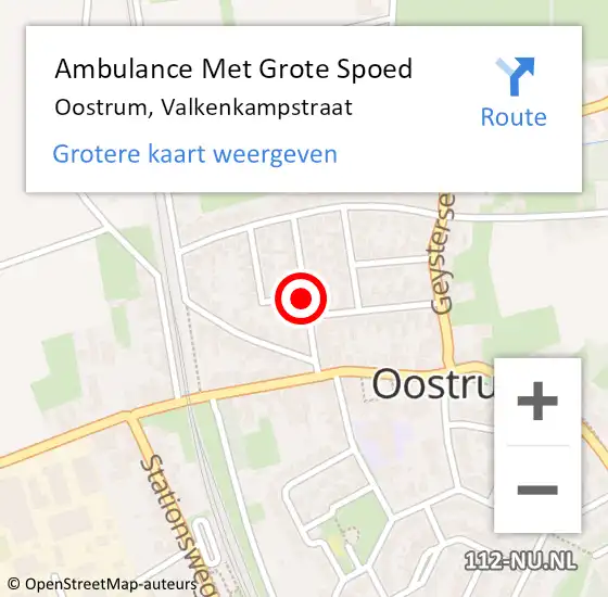 Locatie op kaart van de 112 melding: Ambulance Met Grote Spoed Naar Oostrum, Valkenkampstraat op 1 mei 2018 10:11