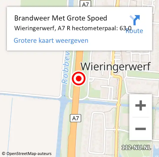 Locatie op kaart van de 112 melding: Brandweer Met Grote Spoed Naar Wieringerwerf, A7 L hectometerpaal: 56,4 op 1 mei 2018 11:21