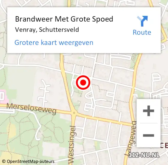 Locatie op kaart van de 112 melding: Brandweer Met Grote Spoed Naar Venray, Schuttersveld op 1 mei 2018 12:29