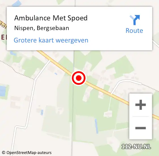 Locatie op kaart van de 112 melding: Ambulance Met Spoed Naar Nispen, Bergsebaan op 1 mei 2018 13:18