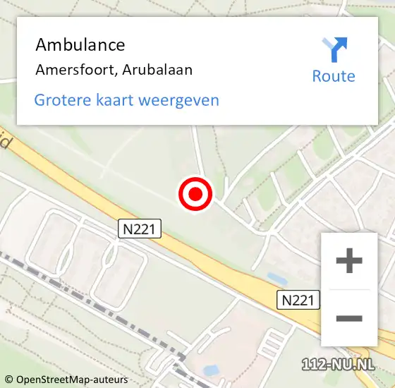 Locatie op kaart van de 112 melding: Ambulance Amersfoort, Arubalaan op 1 mei 2018 13:52