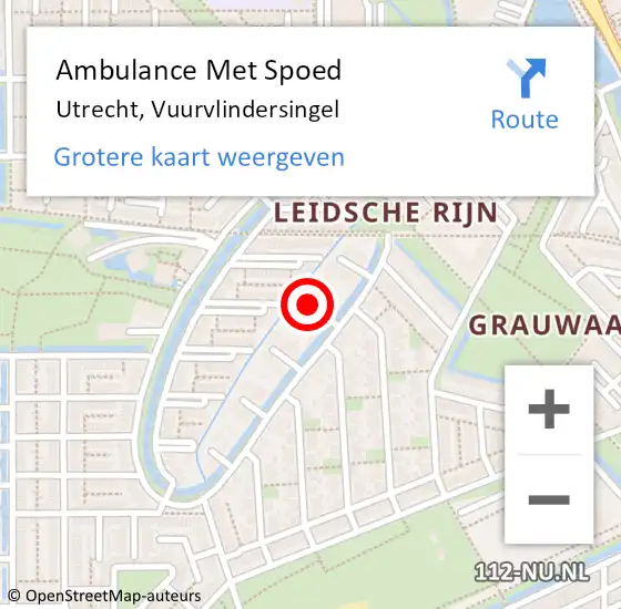 Locatie op kaart van de 112 melding: Ambulance Met Spoed Naar Utrecht, Vuurvlindersingel op 1 mei 2018 15:26