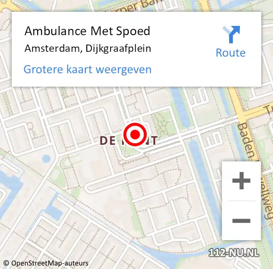 Locatie op kaart van de 112 melding: Ambulance Met Spoed Naar Amsterdam, Dijkgraafplein op 1 mei 2018 19:03