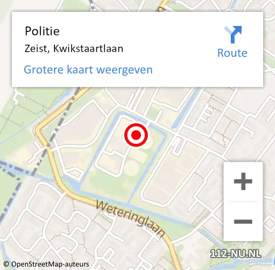 Locatie op kaart van de 112 melding: Politie Zeist, Kwikstaartlaan op 1 mei 2018 19:15