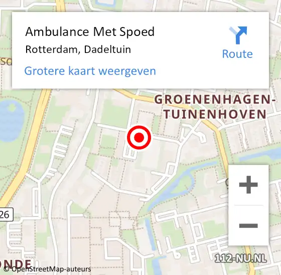 Locatie op kaart van de 112 melding: Ambulance Met Spoed Naar Rotterdam, Dadeltuin op 1 mei 2018 19:42