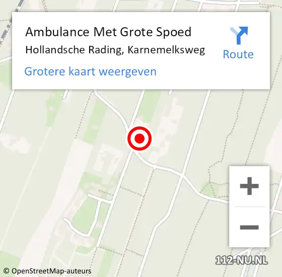 Locatie op kaart van de 112 melding: Ambulance Met Grote Spoed Naar Hollandsche Rading, Karnemelksweg op 1 mei 2018 20:13