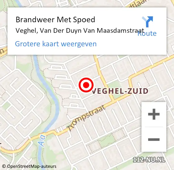 Locatie op kaart van de 112 melding: Brandweer Met Spoed Naar Veghel, Van Der Duyn Van Maasdamstraat op 1 mei 2018 21:01