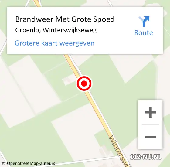 Locatie op kaart van de 112 melding: Brandweer Met Grote Spoed Naar Groenlo, Winterswijkseweg op 1 mei 2018 22:11