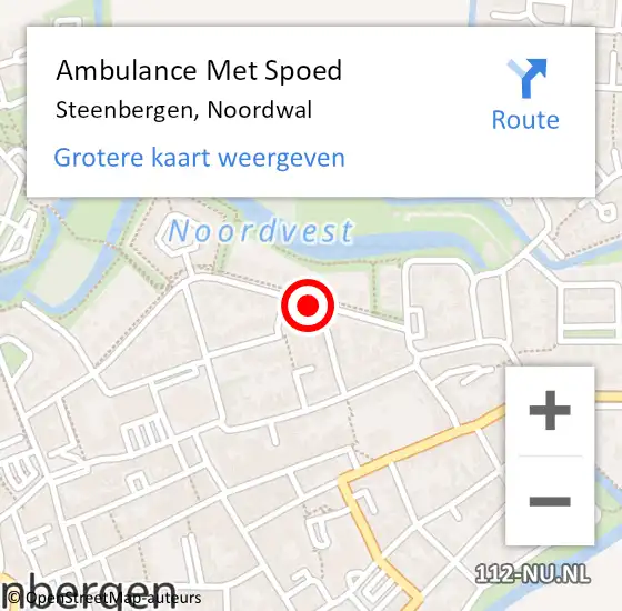 Locatie op kaart van de 112 melding: Ambulance Met Spoed Naar Steenbergen, Noordwal op 1 mei 2018 23:05