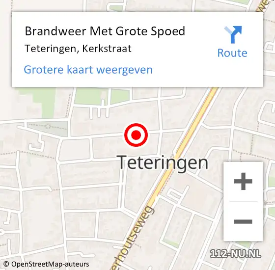 Locatie op kaart van de 112 melding: Brandweer Met Grote Spoed Naar Teteringen, Kerkstraat op 2 mei 2018 02:54