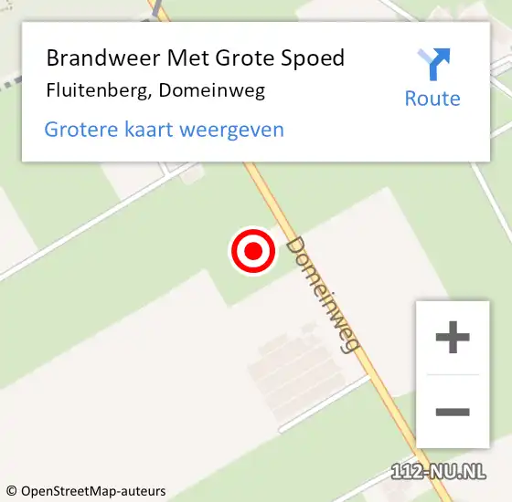 Locatie op kaart van de 112 melding: Brandweer Met Grote Spoed Naar Fluitenberg, Domeinweg op 24 februari 2014 01:46