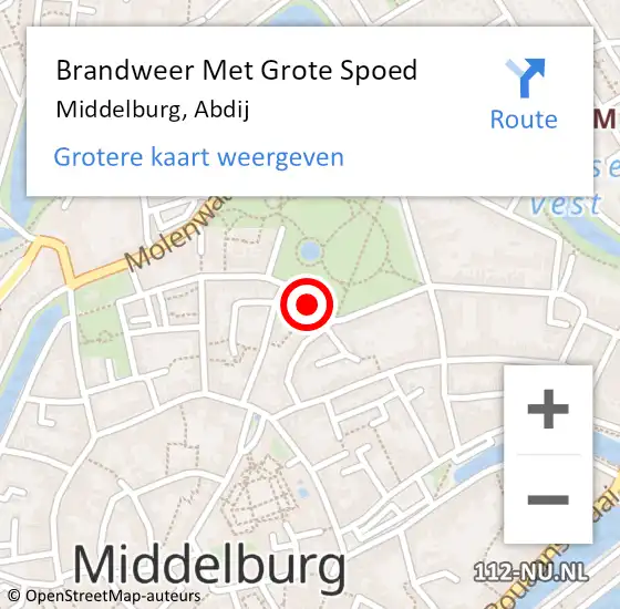 Locatie op kaart van de 112 melding: Brandweer Met Grote Spoed Naar Middelburg, Abdij op 2 mei 2018 10:48