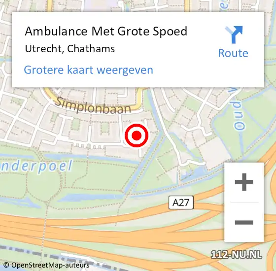 Locatie op kaart van de 112 melding: Ambulance Met Grote Spoed Naar Utrecht, Chathams op 24 februari 2014 02:05