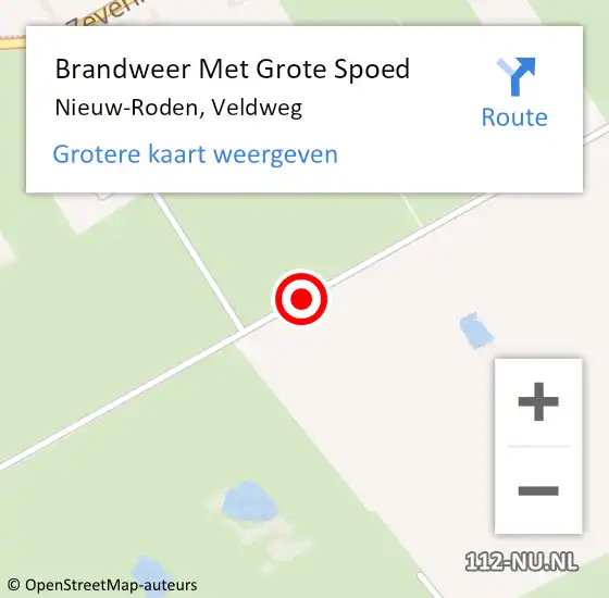 Locatie op kaart van de 112 melding: Brandweer Met Grote Spoed Naar Nieuw-Roden, Veldweg op 2 mei 2018 11:21