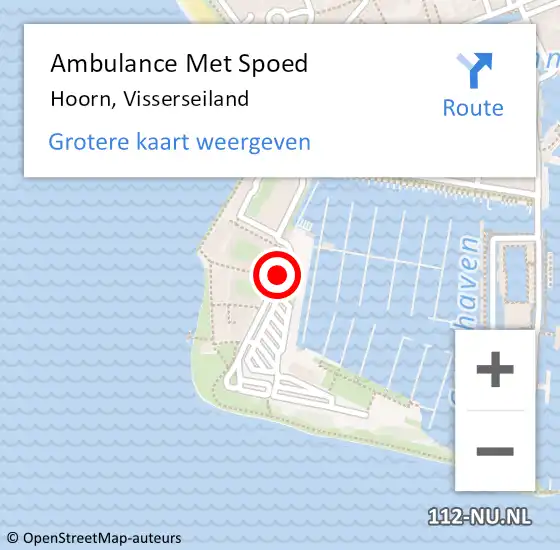 Locatie op kaart van de 112 melding: Ambulance Met Spoed Naar Hoorn, Visserseiland op 2 mei 2018 12:54